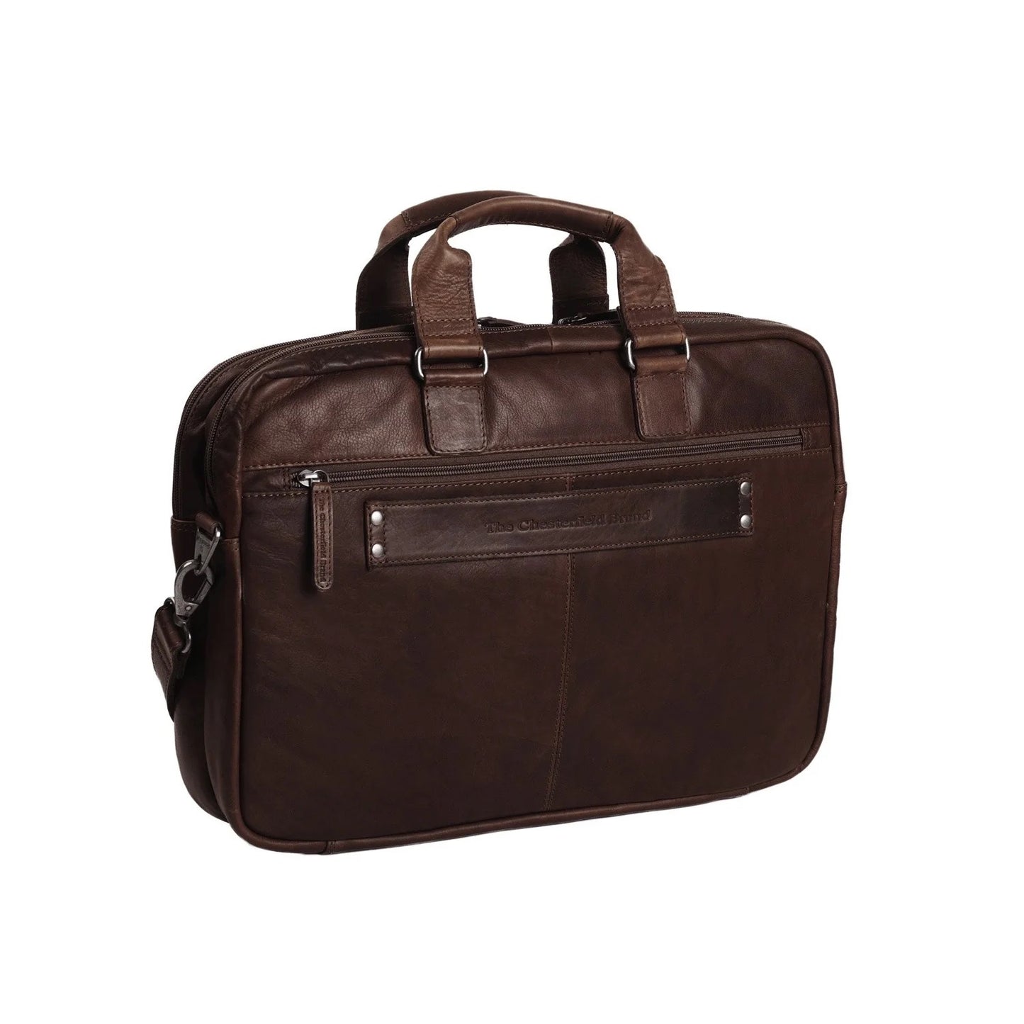 Laptoptasche Seth Braun – Seitenansicht mit geschlossenen Reißverschlüssen I The Chesterfield Brand