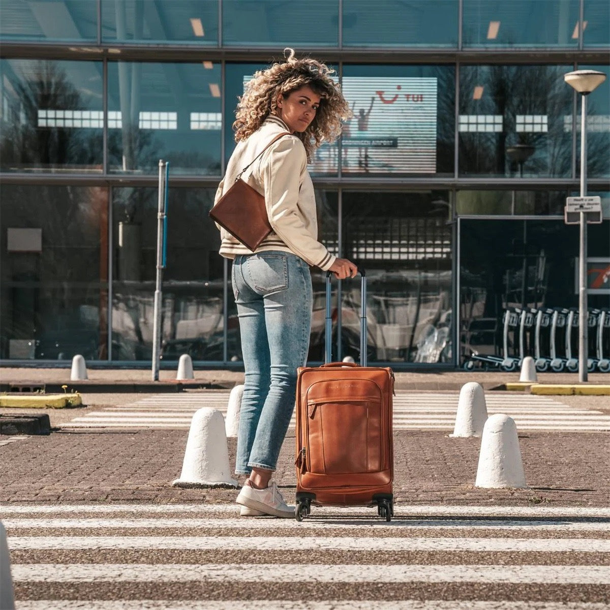 Leder Trolley Koffer Cognac Key Largo