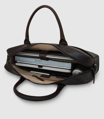 Laptoptasche NAOS Aktentasche Chocolate Rindsleder edles Design von PURE Leder-Studio München - HOLE-X-WORLD