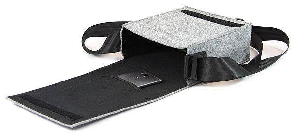 HOLE-X CHARLIE Umhängetasche Filz rot Bringe Deine Tasche zum Leuchten mit Deinem Smartphone - HOLE-X-WORLD