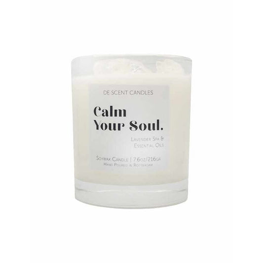 "Calm Your Soul" Duftkerze – Handgefertigte, vegane Sojawachskerze & Spotify Playlist | Luxuriöser Duft für Wohlbefinden und Entspannung