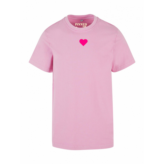 Gewaschenes T-Shirt Pink Velvet Heart