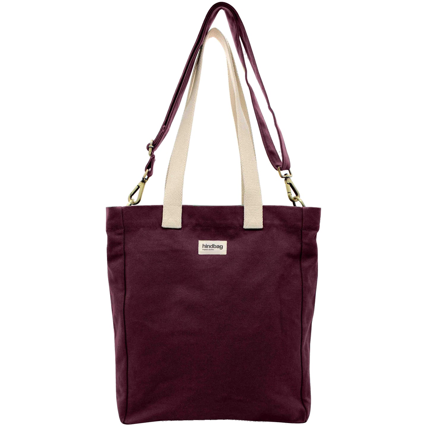 Tote Bag Paul von Hindbag in Pflaume – GOTS Bio-Baumwolle, 2 Trageriemen, Reißverschluss, ideal für Uni & Büro