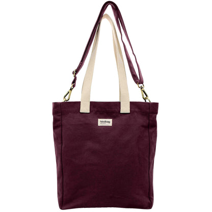 Tote Bag Paul von Hindbag in Pflaume – GOTS Bio-Baumwolle, 2 Trageriemen, Reißverschluss, ideal für Uni & Büro
