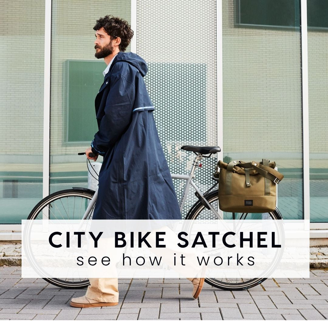 Weathergoods Sweden City Bike Satchel grün – am Gepäckträger montiert auf Tour - HOLE-X