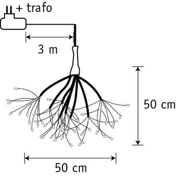 Weihnachtsbeleuchtung Löwenzahn mit 100 klassischen weißen LED-Lichtern – Ø50 cm – Silber