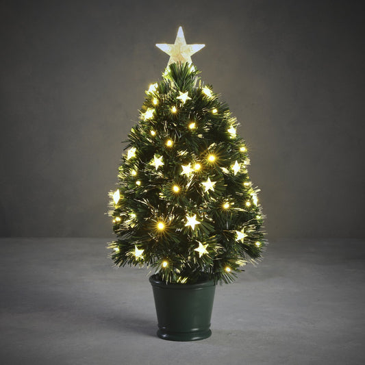 Künstlicher Weihnachtsbaum Mercury mit Glasfaserbeleuchtung – H60 x Ø30 cm – Grün - HOLE-X-WORLD