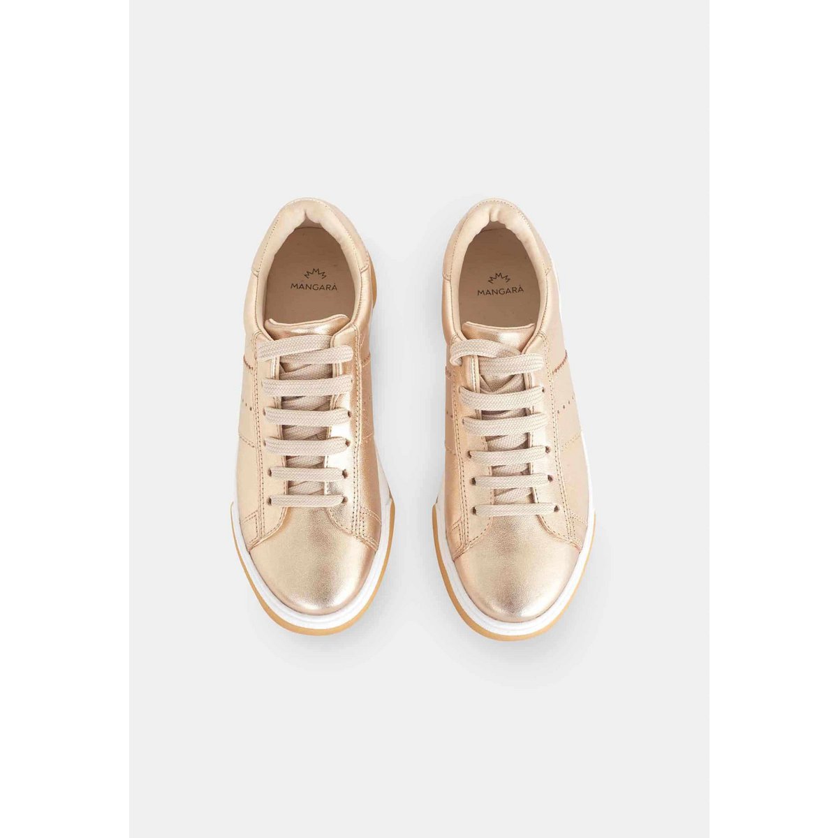 Ledersneaker für Damen – Metallic-Gold und Silber