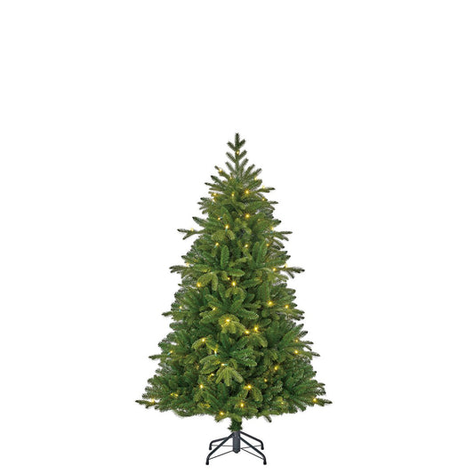 Brampton Künstlicher Weihnachtsbaum Slim mit LED-Beleuchtung – H155 x Ø102 cm – Grün - HOLE-X-WORLD