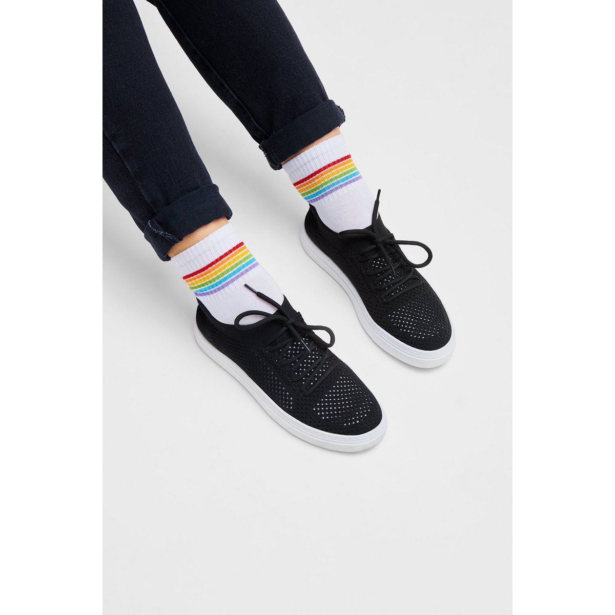 3 Paar Bio Sneaker Socken Stripes, Weiß - 3er Pack Kurze Socken - Klassiker!