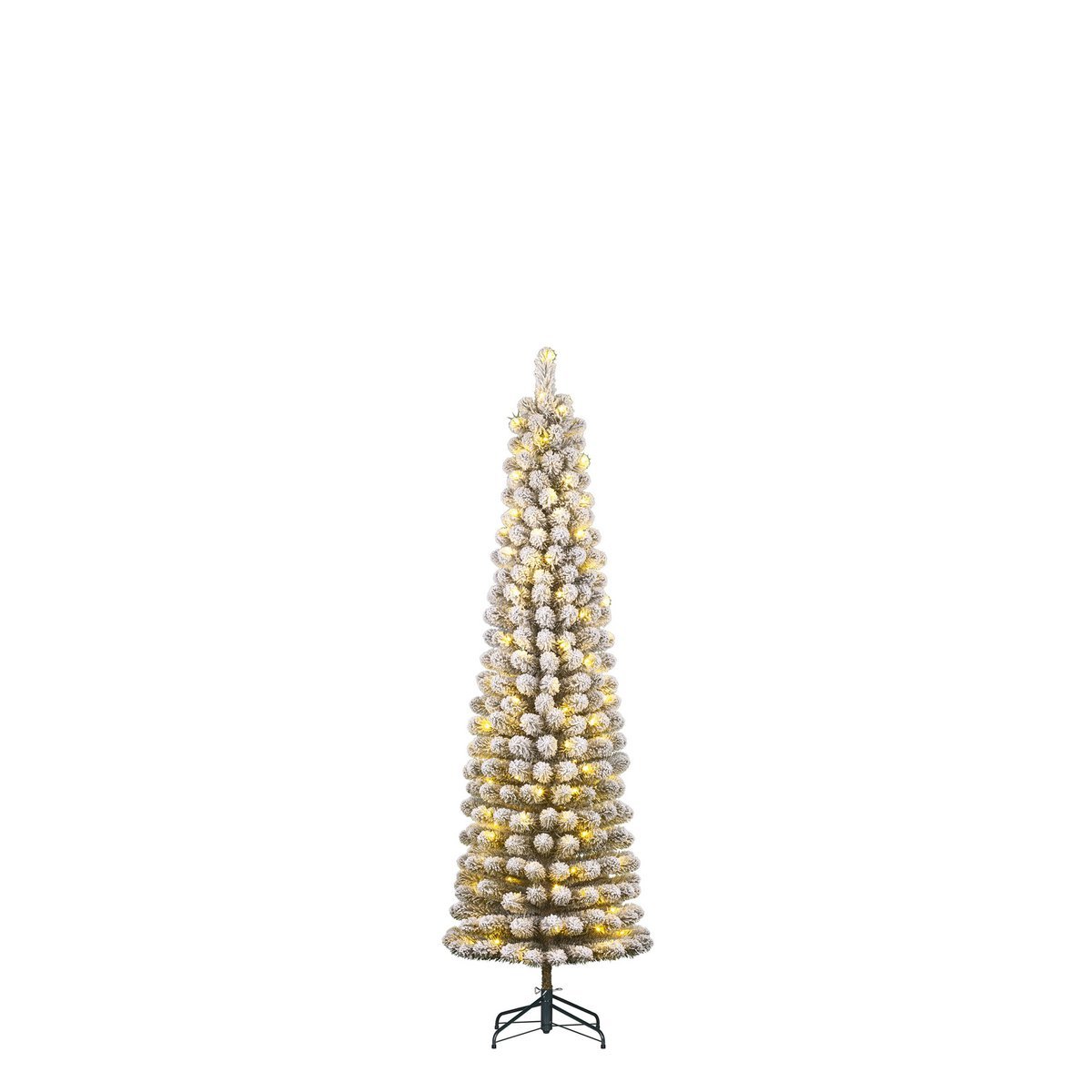 Schmaler künstlicher Weihnachtsbaum von Charlton mit warmweißer LED-Beleuchtung – H155 x Ø48 cm – Grün gefrostet - HOLE-X-WORLD