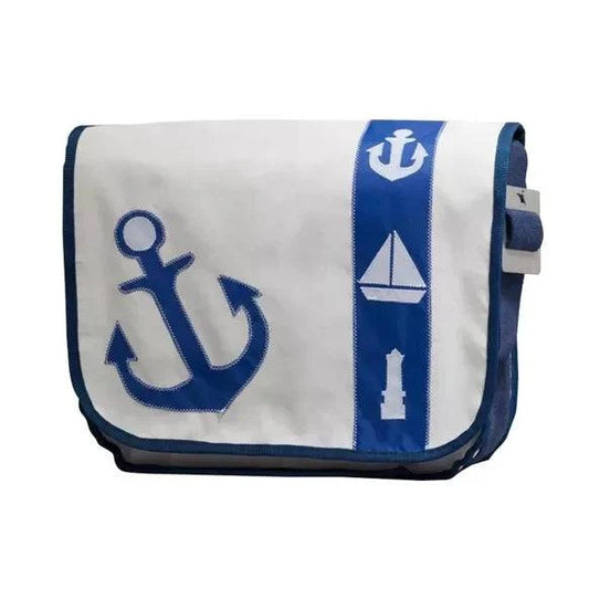 XL Segeltuchtasche Maritim-Anker | blau / weiß - HOLE-X-WORLD