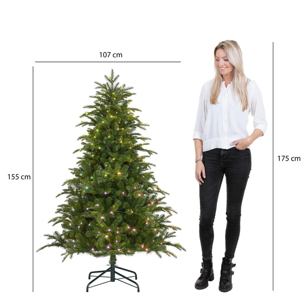 Smart Lighting Nestow Künstlicher Weihnachtsbaum – H155 x Ø107 cm – Grün - HOLE-X-WORLD