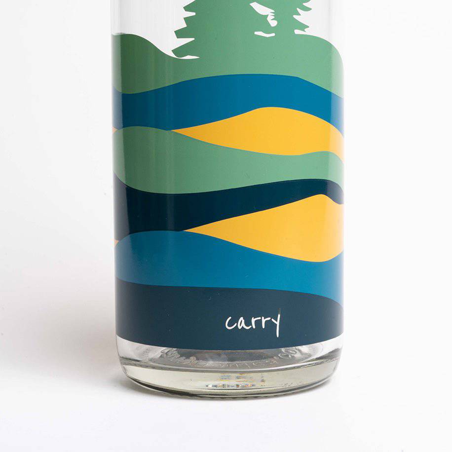 CARRY Bottle FOREST SUNSET 0,7 l Glasflasche - Gefühl von Freiheit und Naturverbundenheit - HOLE-X-WORLD