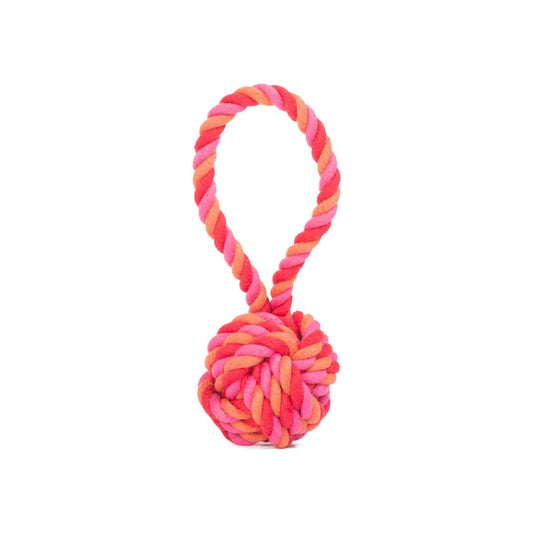 Mini Schleuderball Rope Toy - Dog Pink-Red-Orange 6x6x13 cm