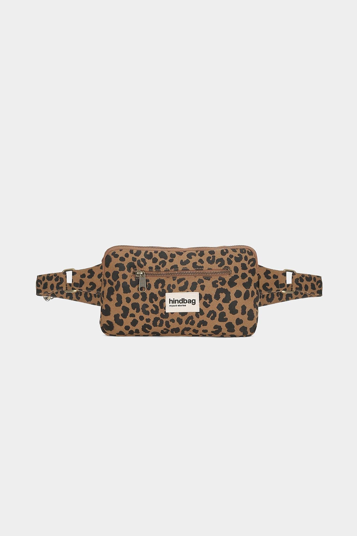 Harry Gürteltasche von Hindbag im Leoparden-Print Zimt – GOTS Bio-Baumwolle, 2 Reißverschlusstaschen, verstellbarer Gurt 73–115 cm