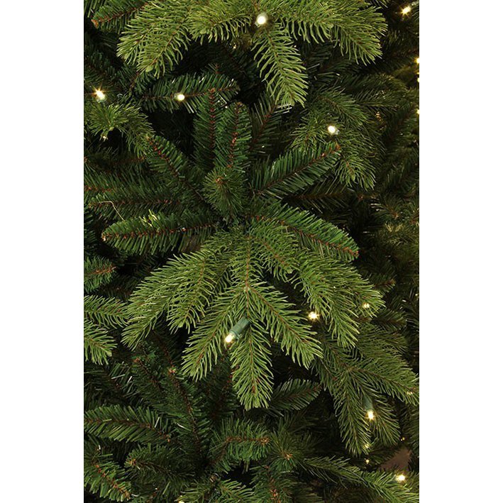 Brampton Künstlicher Weihnachtsbaum Slim mit LED-Beleuchtung – H215 x Ø125 cm – Grün - HOLE-X-WORLD