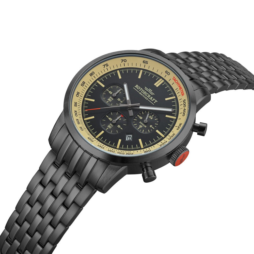 ROTORCRAFT UHR® Berlin RC3802 Chrono - mit einem Gehäuse aus schwarzem Stahl