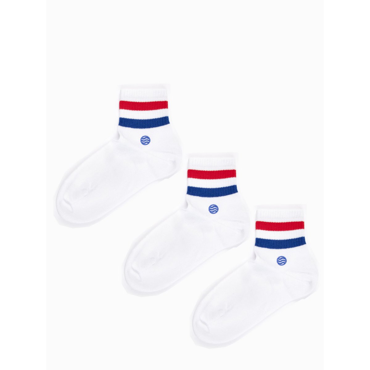 3 Paar Bio Socken Retro Style, Weiß - 3er Pack Sneaker Socken - Kurze Socken - Klassiker