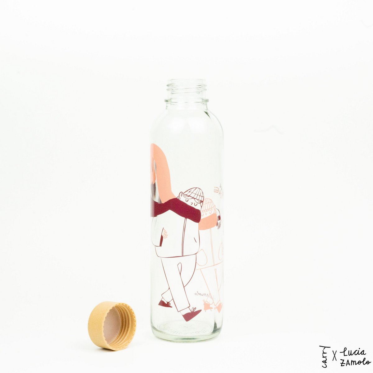 CARRY Bottle MORE AMORE RED 0,7 l Glasflasche- designed von der Künstlerin Lucia Zamolo