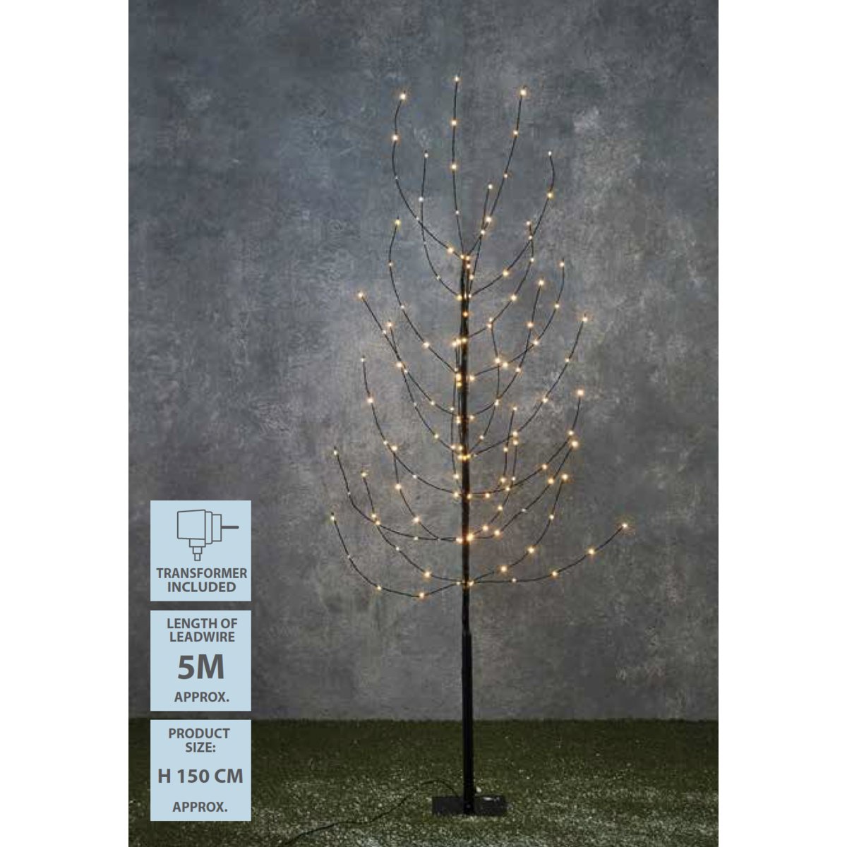 Baum mit warmweißer LED-Beleuchtung – H150 x Ø15 cm – Schwarz