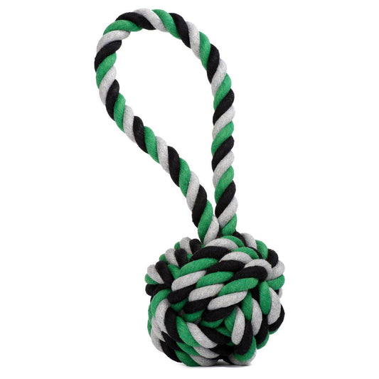 Mega Schleuderball Rope Toy - Dog Black-Green-Grey 11x11x26 cm