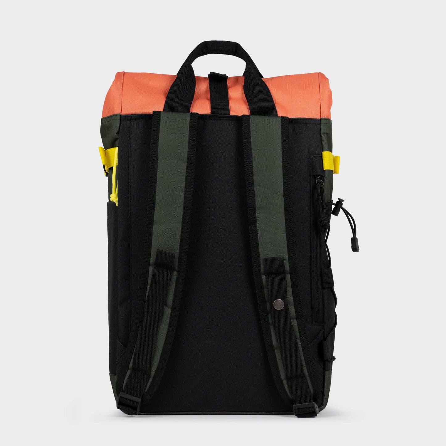 Roll-Top Rucksack aus 100% recyceltem Polyester - Khaki und Orange