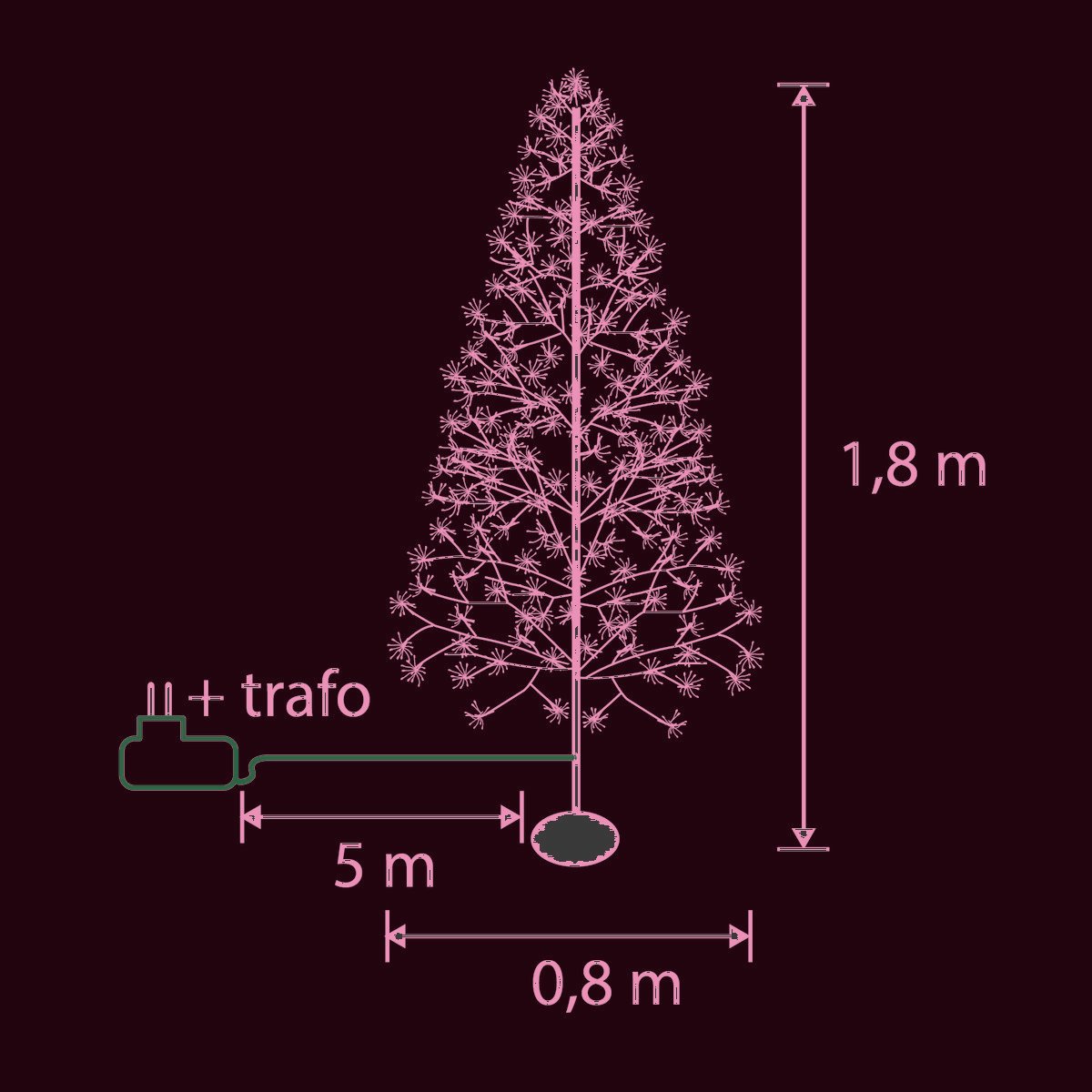 Lichterbaum für den Außenbereich – H180 x Ø80 cm – Metall – Schwarz - HOLE-X-WORLD