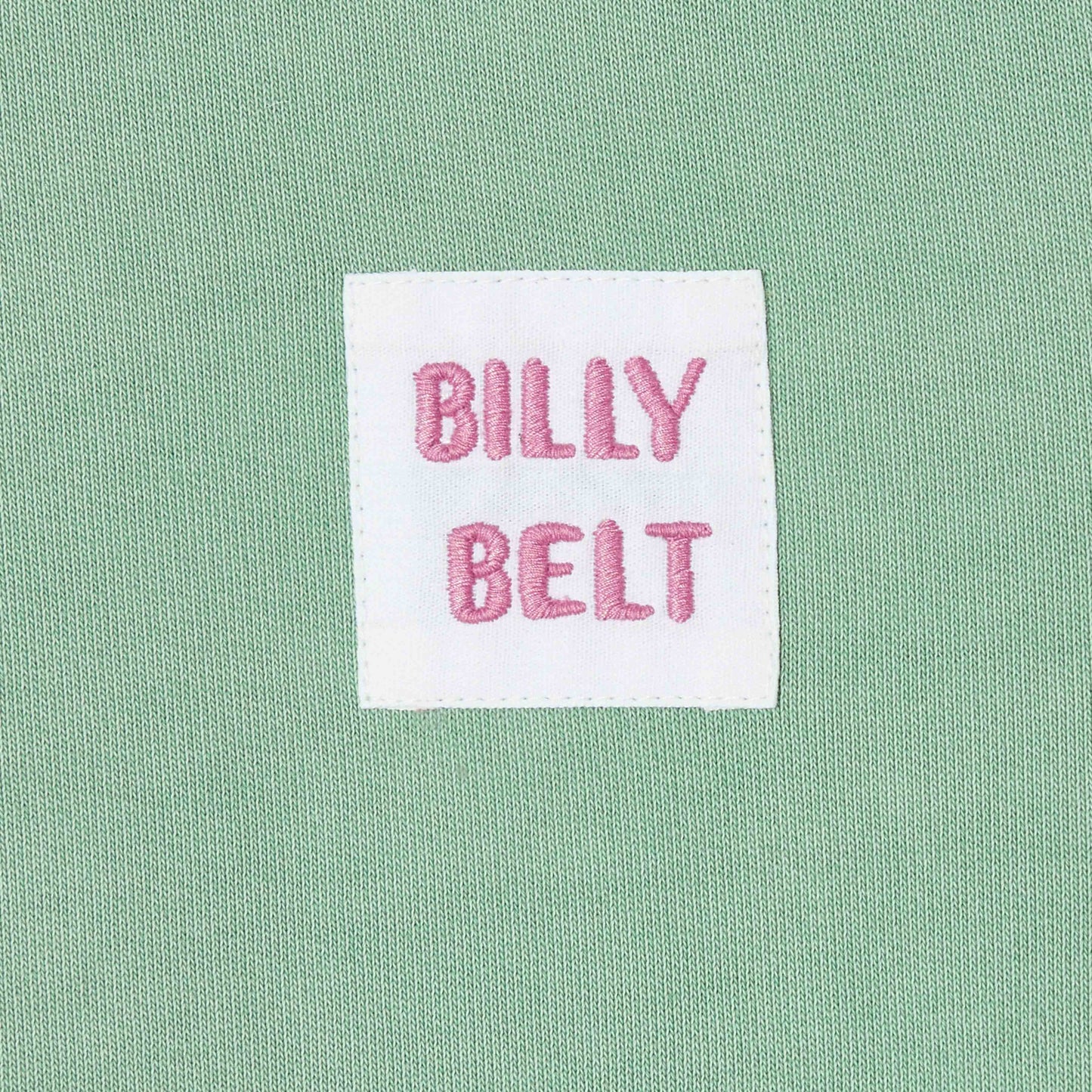 BILLYBELT Unisex-Sweatshirt Wassergrün – Detailansicht Billybelt Logo