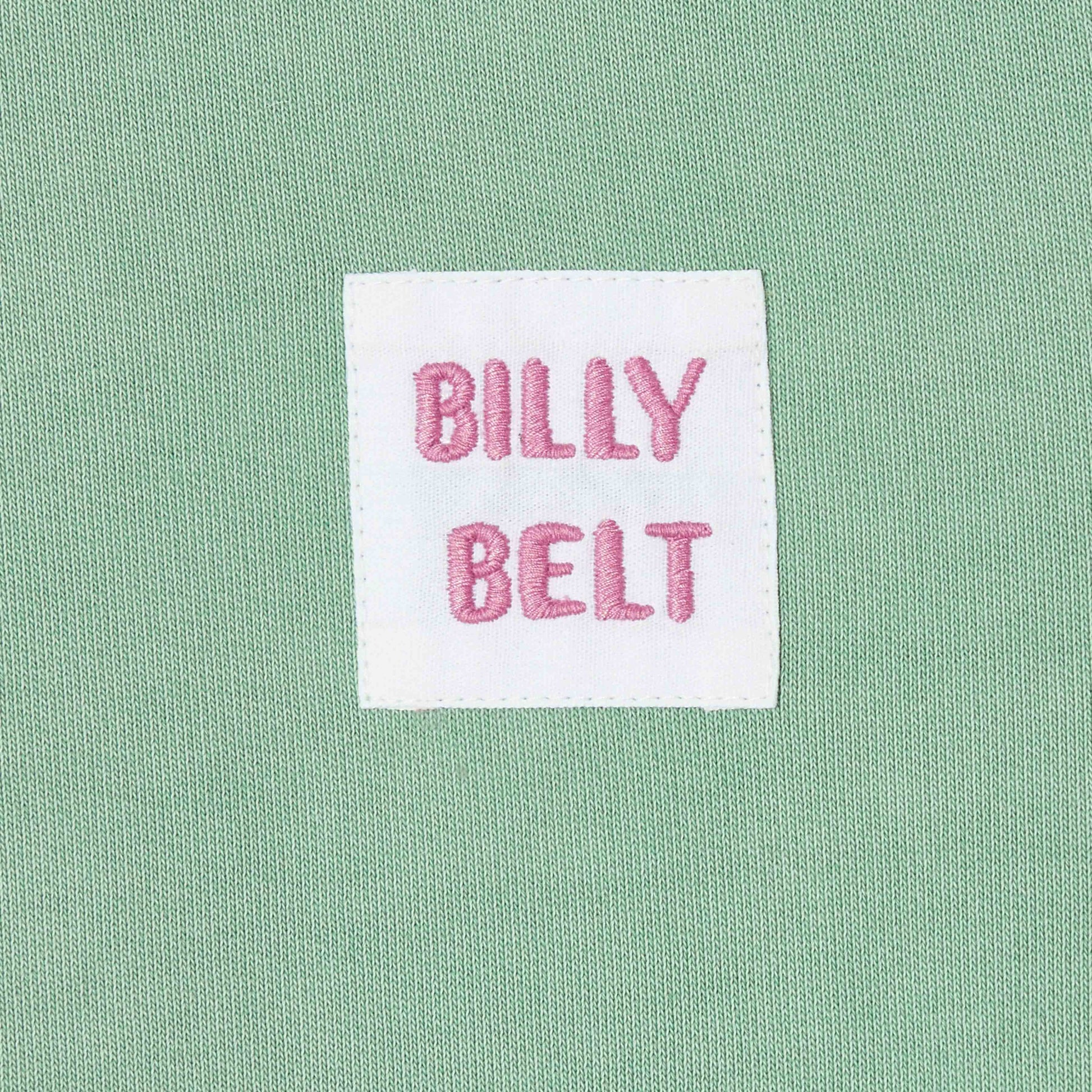 BILLYBELT Unisex-Sweatshirt Wassergrün – Detailansicht Billybelt Logo