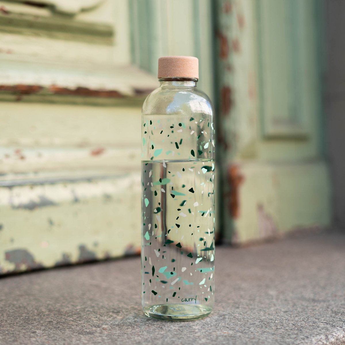 CARRY Bottle TERRAZZO 1,0 l Glasflasche - mediterranes Flair und Sommergefühle