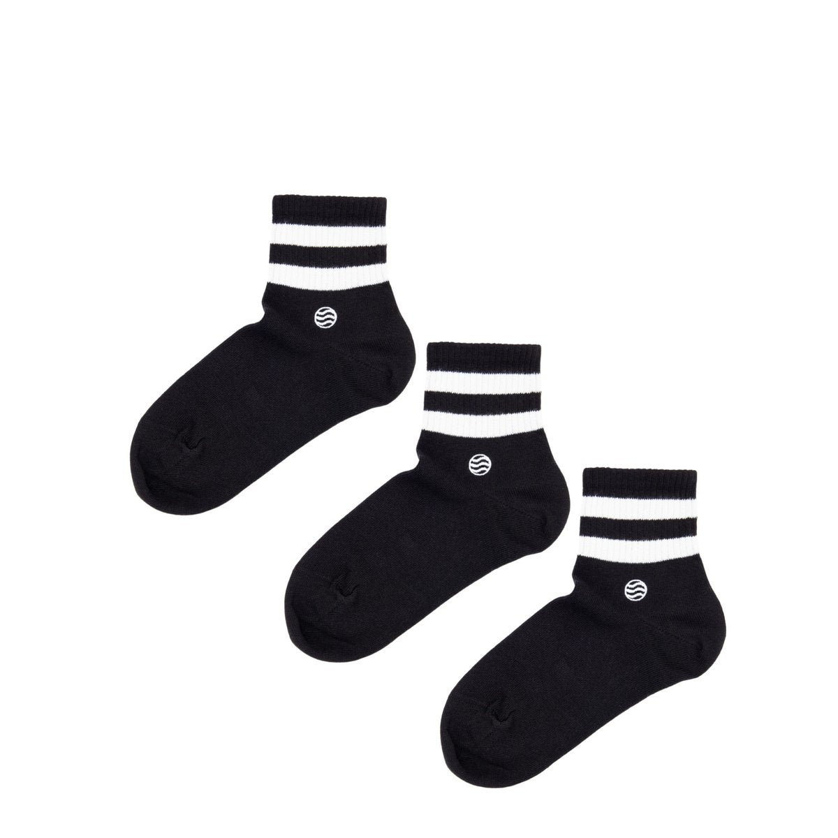3 Paar Bio Sneaker Socken Retro Style, schwarz - 3-Pack Kurze Socken - Cool!