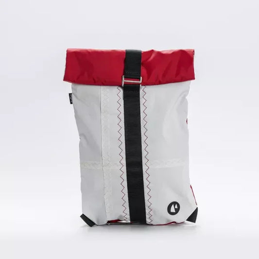 Rollrucksack aus recyceltem Segel – Genua – Rot