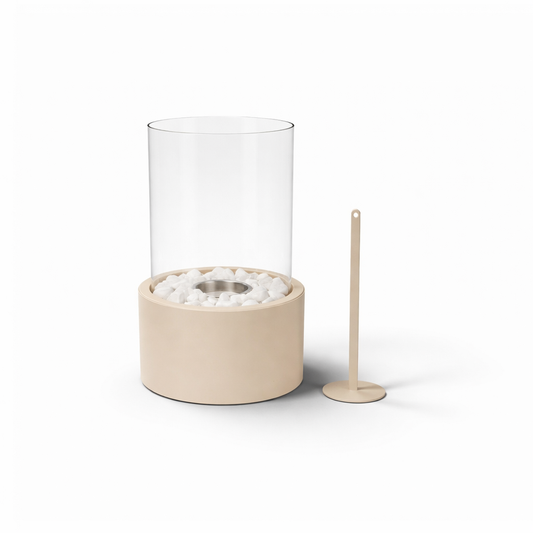 Tischkamin - Rund - Sand - 18x18x26,5 cm