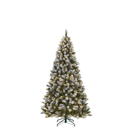 Pittsfield Künstlicher Weihnachtsbaum mit LED-Beleuchtung – H185 x Ø102 cm – Grün gefrostet - HOLE-X-WORLD