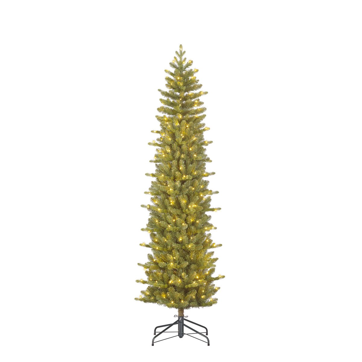 Harma Schmaler künstlicher Weihnachtsbaum mit LED-Beleuchtung – H215 x Ø66 cm – Grün - HOLE-X-WORLD