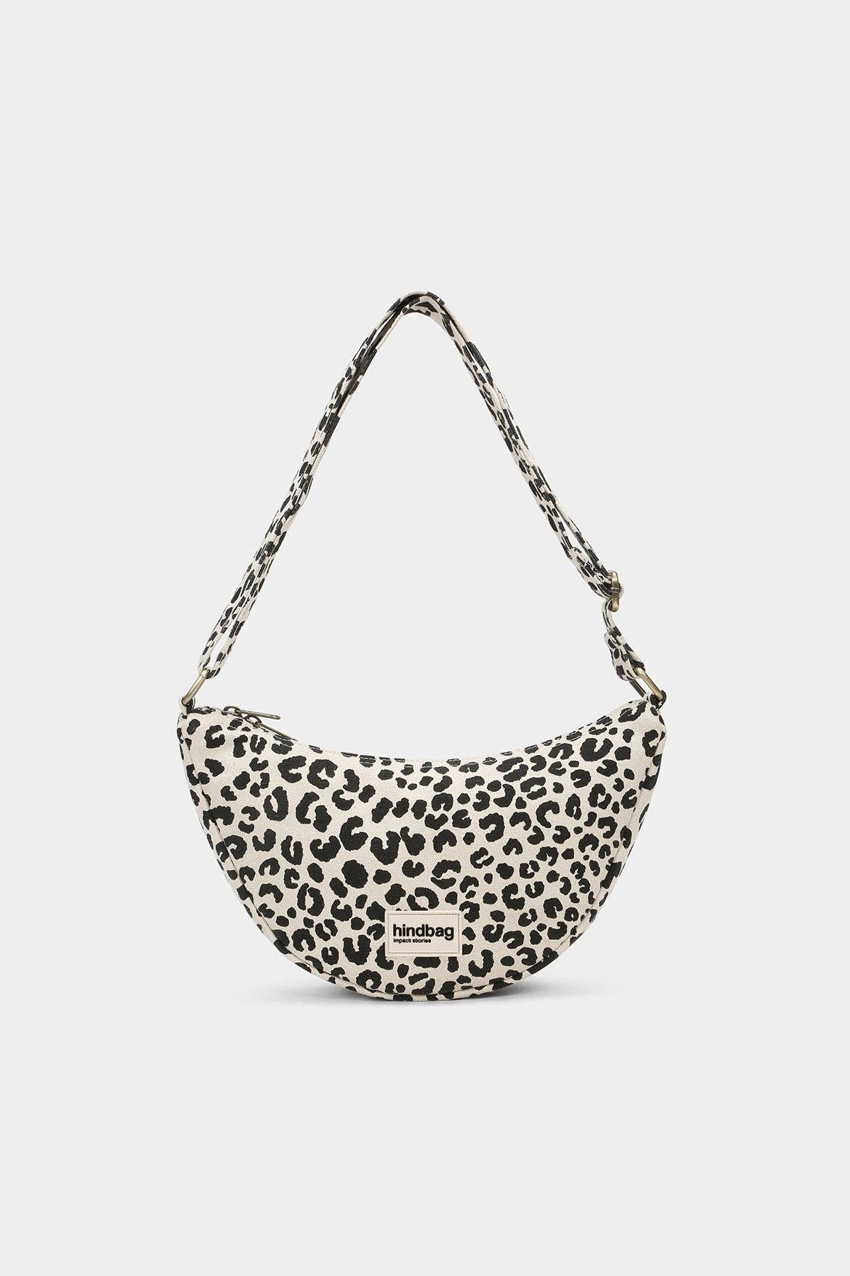 Halbmondtasche Andrea Leopard Ecru - Vorderansicht