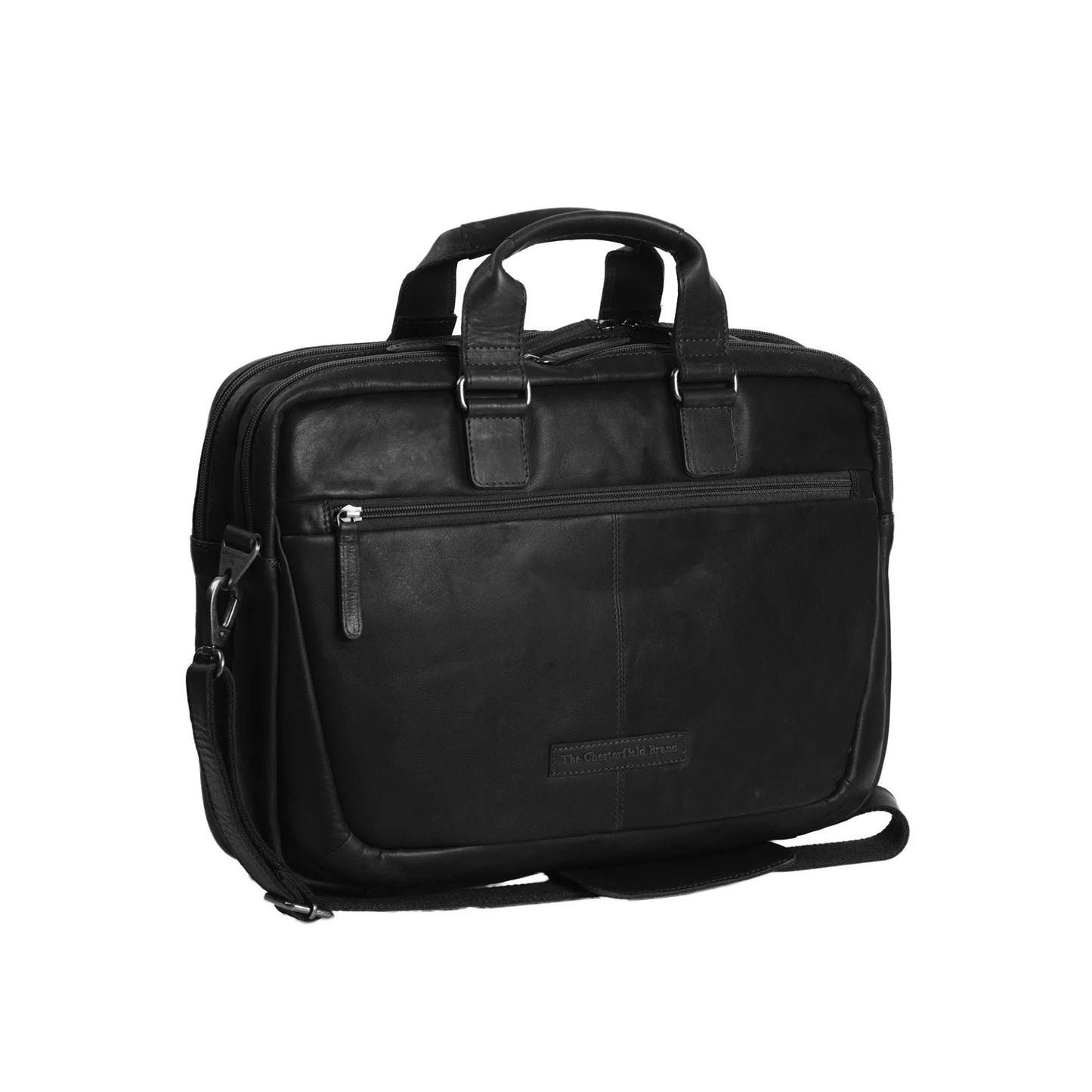 Laptoptasche Seth Schwarz – Frontansicht Wax Pull Up Leder | The Chesterfield Brand