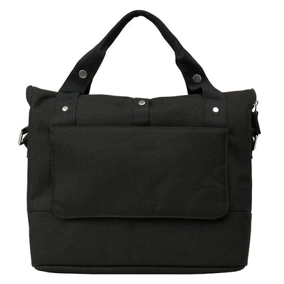 Weathergoods Sweden City Bike Satchel schwarz – Rückseite mit geschlossener Abdeckung der Haken - HOLE-X