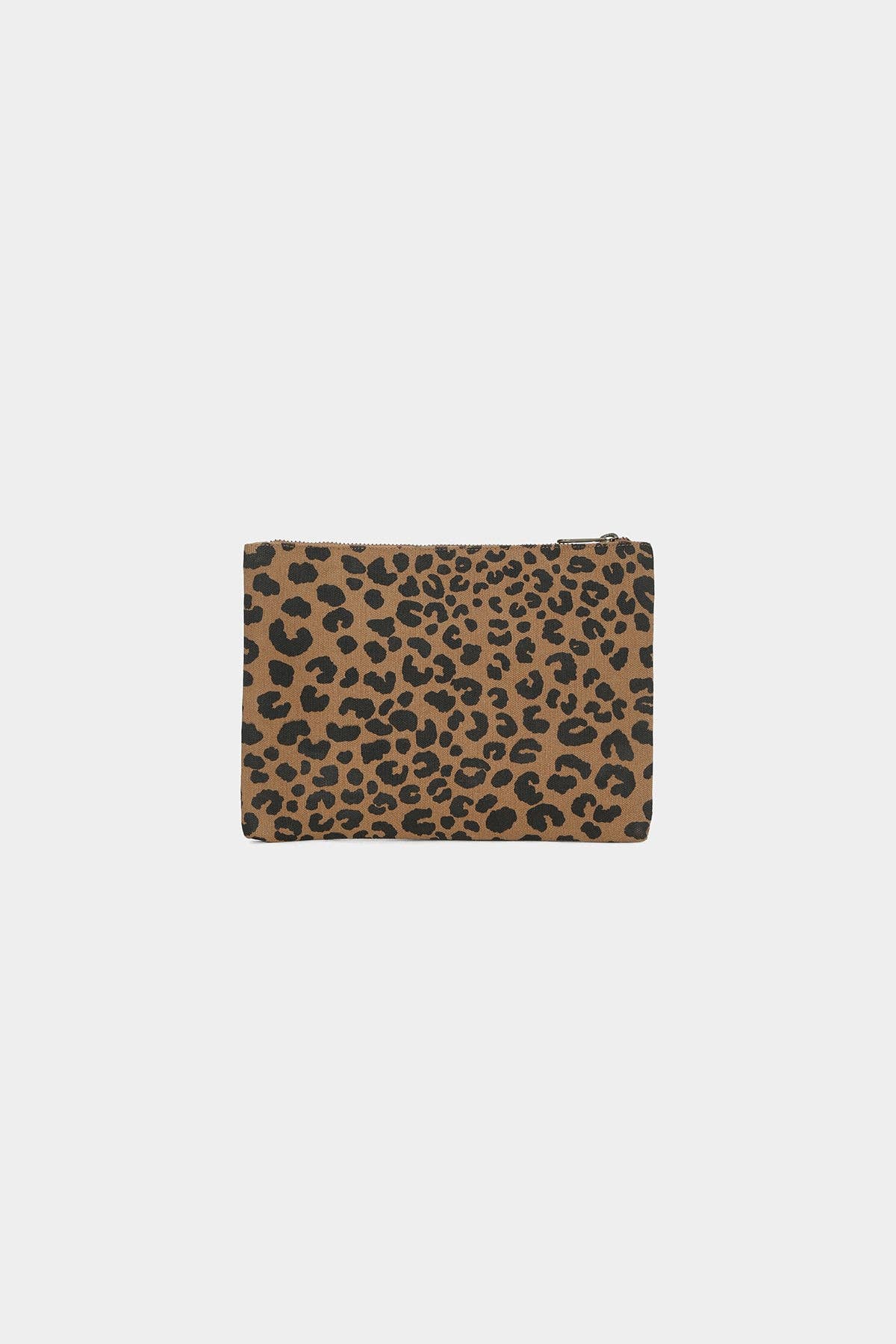 Ema Beutel von Hindbag im Leoparden-Print Zimt – Reißverschlusstäschchen aus GOTS Bio-Baumwolle, handgefertigtes Innenfutter