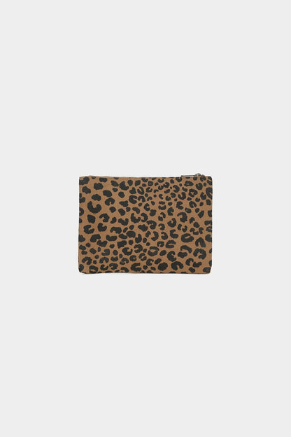 Ema Beutel von Hindbag im Leoparden-Print Zimt – Reißverschlusstäschchen aus GOTS Bio-Baumwolle, handgefertigtes Innenfutter