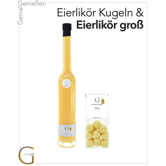 Eierlikör Set – großer Likör & Kugeln