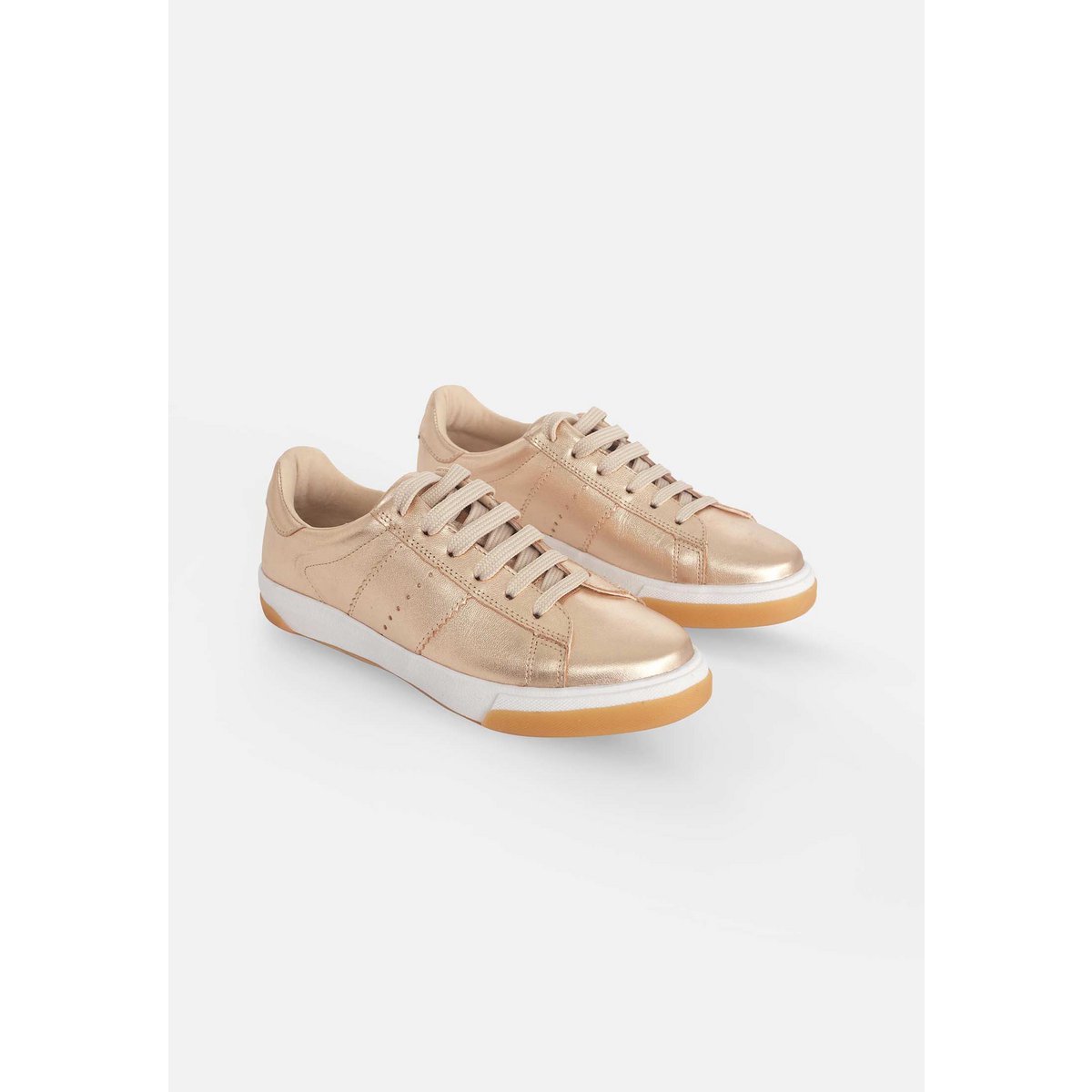 Ledersneaker für Damen – Metallic-Gold und Silber