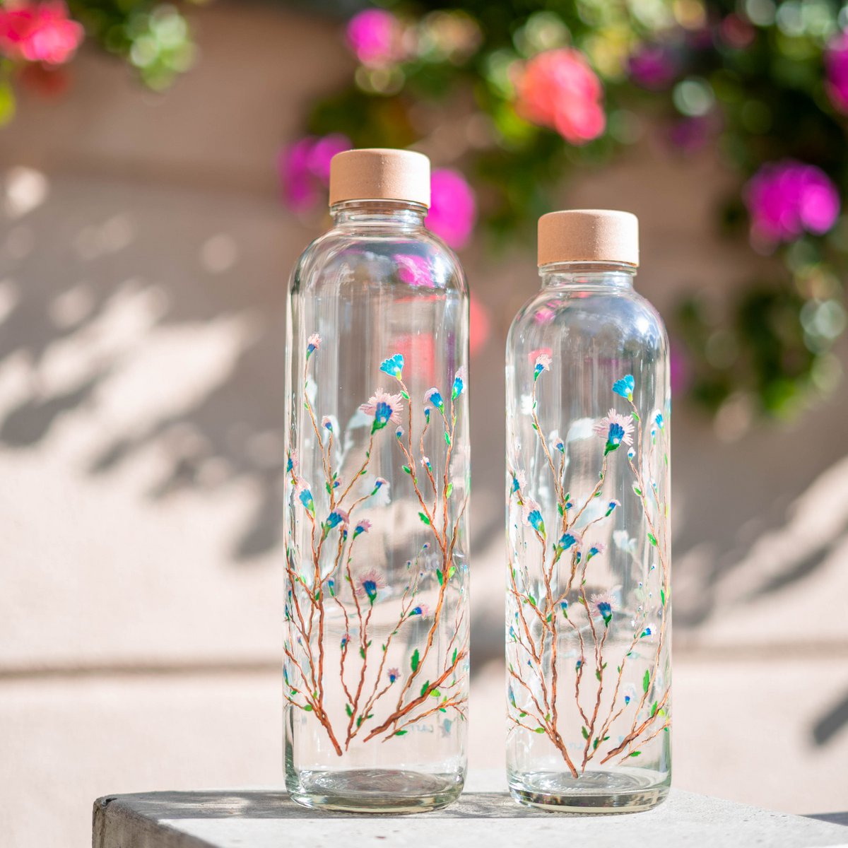 CARRY Bottle HANAMI 1,0 l Glasflasche - Blüten betrachten