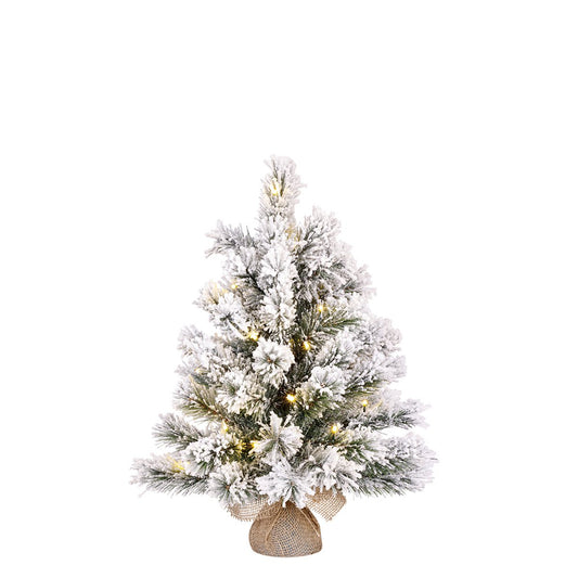 Dinsmore Künstlicher Weihnachtsbaum aus Jute mit LED-Beleuchtung – H60 x Ø50 cm – Frosted Green