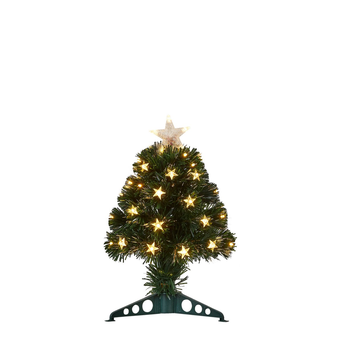 Künstlicher Weihnachtsbaum Mercury mit Glasfaserbeleuchtung – H45 x Ø25 cm – Grün