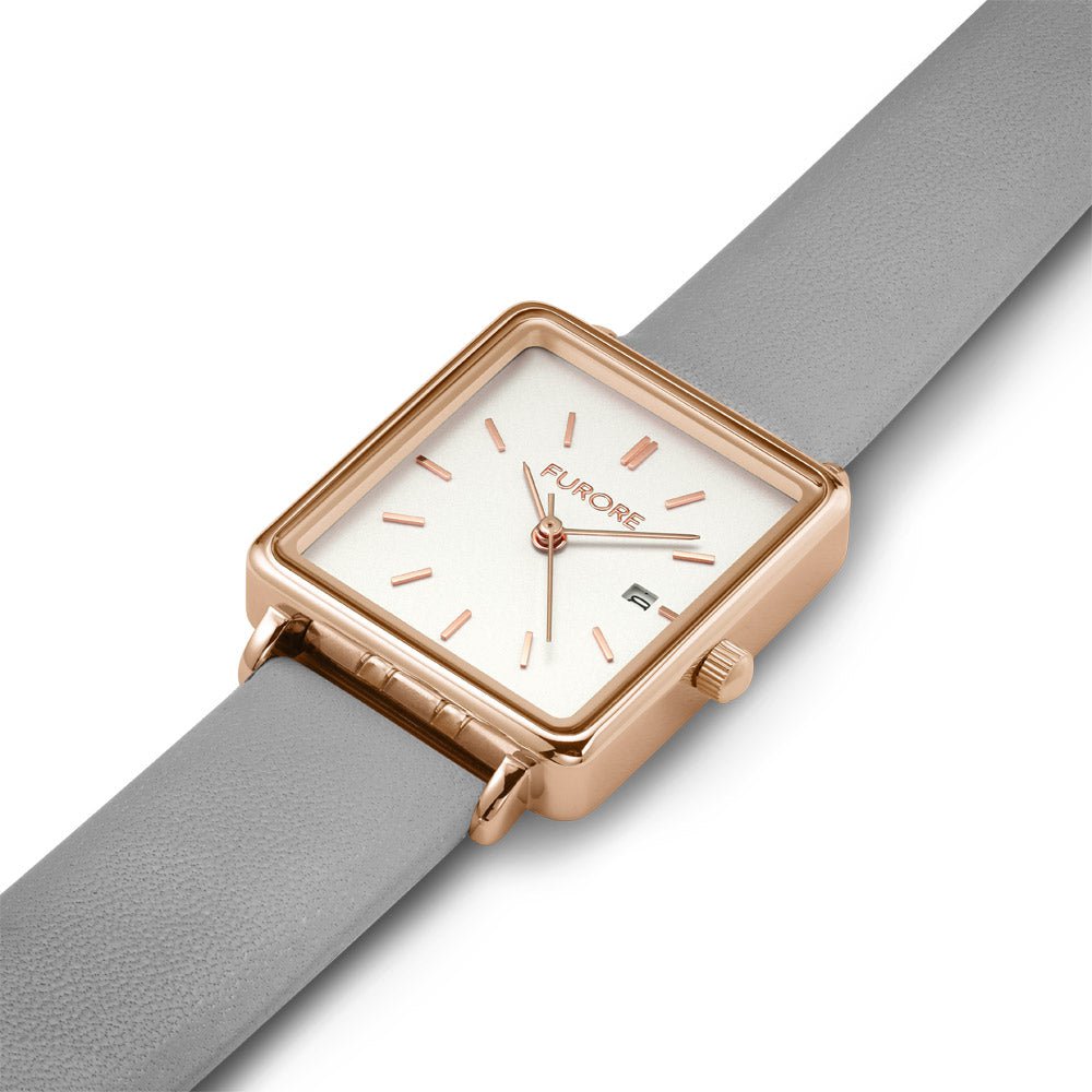 Dolce-Uhr in Roségold und Grau