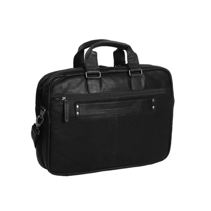 Laptoptasche Seth Schwarz – Seitenansicht mit geschlossenen Reißverschlüssen I The Chesterfield Brand