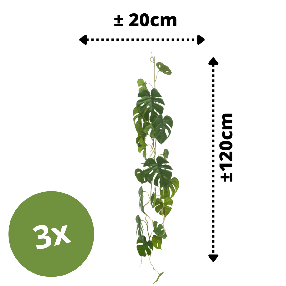 3 Stk. Künstliche Monstera-Girlande, 120 cm (Girlande)