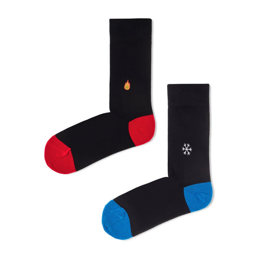 2 Paar Bio Socken Heiß und Kalt - 2er Pack Socken mit Stickerei - tolles Set!